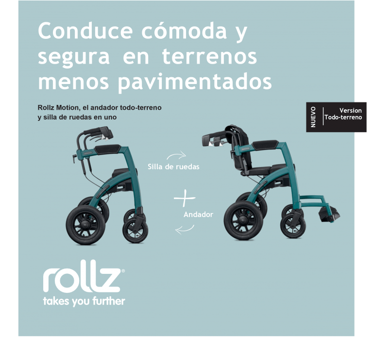 Rollz Motion Performance vista lateral Andador Todoterreno Convertible en Silla de Ruedas