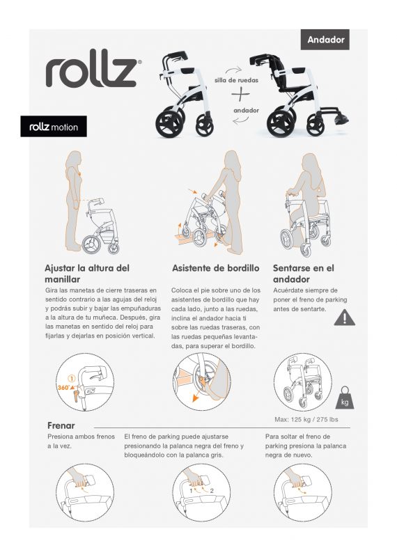 Manual Rapido Andador y Silla de Ruedas Rollz Motion